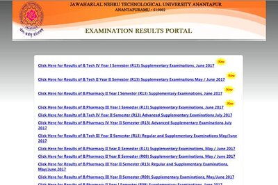 JNTUA B.Tech Supplementary 4-1, 2-2 (R13) Examination Results 2017 Declared at jntuaresults.azurewebsites.net