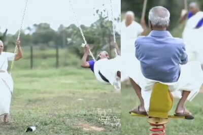 Senior Citizens Enjoying on Swings in a Park Proves There's a Kid in All of Us