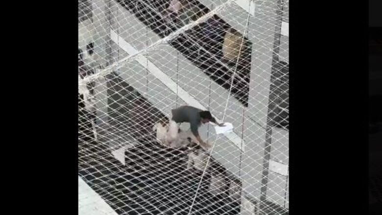 WATCH | Man Jumps Off from Second Floor of State Mantralaya Building in Mumbai, Falls on Safety Net
