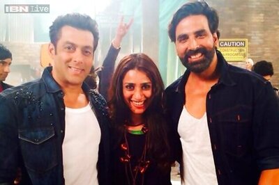 Snapshot: Akshay Kumar, Salman Khan shoot for the title song of 'Fugly'