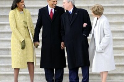 Bush choppers out, waved off by Obamas