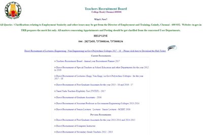 Tamil Nadu TRB Polytechnic Lecturer Hall Ticket 2017 Released at trb.tn.nic.in