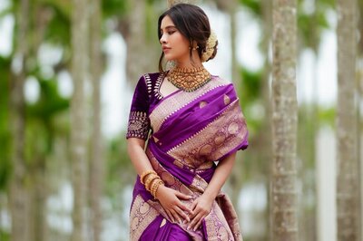 Actress Nabha Natesh Looks Regal In Purple Kanjivaram Silk Saree