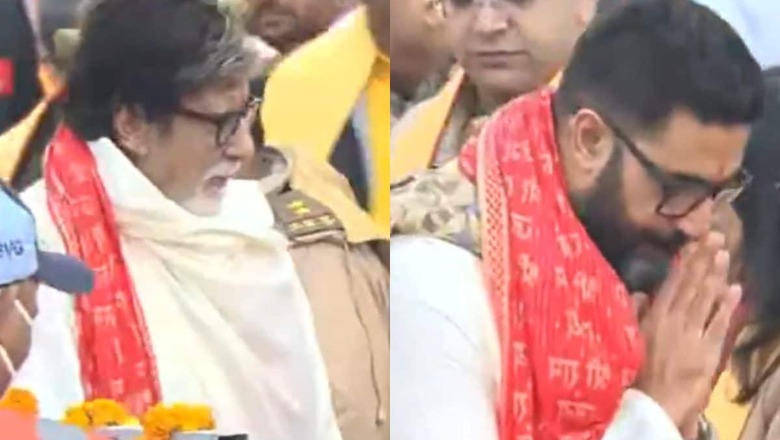 Amitabh Bachchan, Abhishek Mobbed in Ayodhya Ahead of Ram Mandir Inauguration; Video Goes Viral