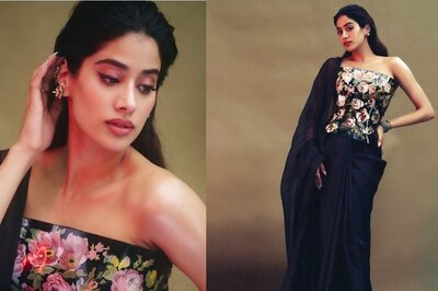 Janhvi Kapoor’s Black Saree Gets A Modern Twist with A Floral Latex Corset