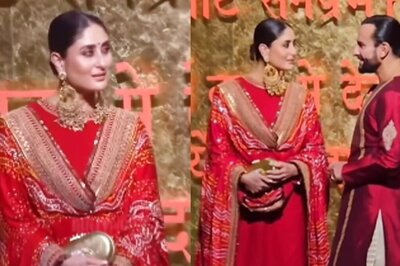 Kareena Kapoor Stuns in Royal Red Sabyasachi Ensemble at Ambani Ganpati Darshan; Watch Video