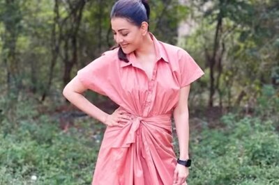 Kajal Aggarwal Raises The Bar In Her Peach Colour Shirt Dress
