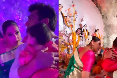 Bipasha Basu, Karan Singh Grover Visit Durga Puja Pandal With Their Daughter Devi, Fans React; Watch Video
