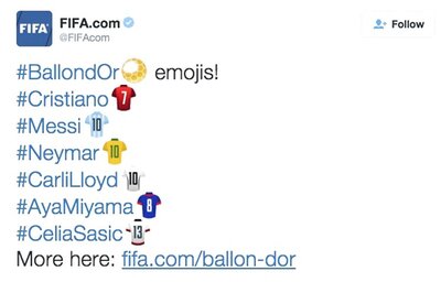 Twitter releases special emojis for FIFA Ballon d'Or ceremony