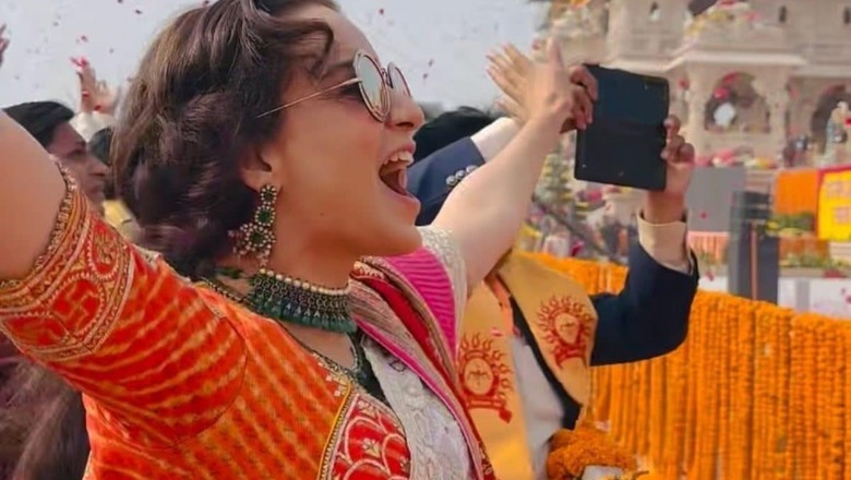 Kangana Ranaut Cheers 'Jai Shree Ram', Showers Flower Petals In Ayodhya After Ram Mandir Inauguration