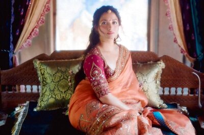 Tamannaah Bhatia Exudes Divine Charm As Modern-day Radha In Peach Designer Saree