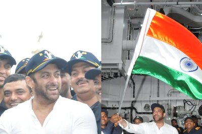 Salman Khan Spends Time With Indian Navy, Waves Tricolour Ahead of The Independence Day