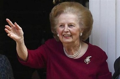 Margaret Thatcher makes final journey on a gun carriage